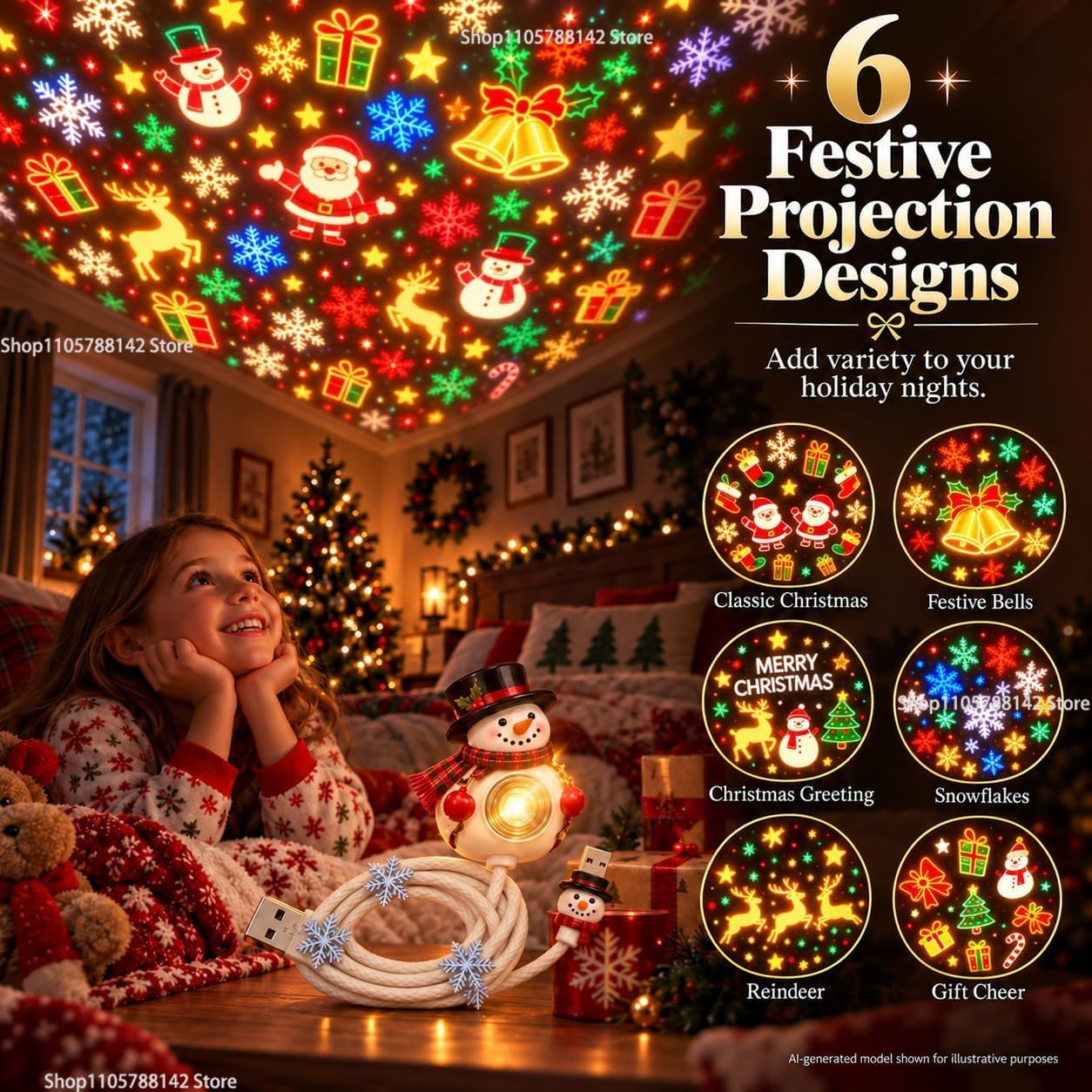 Proiettore natalizio USB a for - Lighting Christmas Decor recensione e prezzo